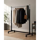 Tekerlekli Ayaklı Ayarlanabilir Elbise Askılığı 140 x 100 cm - Seçenek 1 - Ahşap