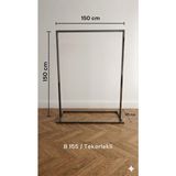 Tekerlekli Ayaklı Elbise Askılık 150X150X45 - Seçenek 1 - Ahşap