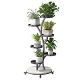 Tekerlekli bu 6 Katmanlı Metal İç Mekan Bitki Rafı, Birden Fazla Bitki için Köşe Rafı, Alanı Optimize Edin ve Ev, Teras ve Bahçe İçin Uygundur.