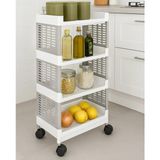 Tekerlekli Çok Amaçlı Mutfak Rafı, 4 Katlı, Gri, Sebze Soğan Patates Organizer, 37X27.5X78 cm - Çok Renkli