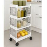 Tekerlekli Çok Amaçlı Mutfak Rafı, 4 Katlı, Gri, Sebze Soğan Patates Organizer, 37x27.5x78 cm