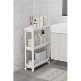 Tekerlekli Dikdortgen 3 Katli Raf Unitesi - Banyo Mutfak Duzenleyici Organizer Raf - Modern Raf Unit