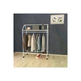 Tekerlekli Home Hanger Metal Askılık Ayaklı Askılık Beyaz