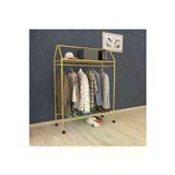 Tekerlekli Home Hanger Metal Askılık Ayaklı Askılık Sarı