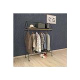 Tekerlekli Home Hanger Metal Askılık Ayaklı Askılık Siyah