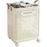 Tekerlekli Katlanabilir Çok Amaçlı Sepet, 40 Litre, Havalandırmalı Tasarım (Krem)