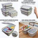 Tekerlekli Katlanabilir Saklama Kutusu, Kilitli Kapaklı, 30L ve 65L Seçeneği, Çok Amaçlı Organizasyon Konteyneri (30 Lt) - Standart - Çok Renkli