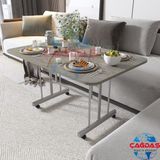 Tekerlekli Masa Orta Sehpa 70 x 110 Yükseklik 58 cm Metal Ayak Yemek Masası Balkon Masası