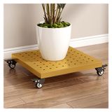 Tekerlekli Metal Tekerlekli Bitki Rafı - 40 cm Altın İç Mekan / Dış Mekan Saksı Arabası Şık Bahçe Dekorasyonu, Saksı Bitkiler İçin Kolay Hareketlilik