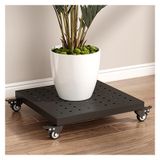 Tekerlekli metal tekerlekli bitki standı - 50 cm iç ve dış mekan saksıları için alışveriş sepeti, siyah renkte şık ve çok yönlü bahçe dekorasyonu - bir mafya için ideal