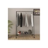 Tekerlekli Oval Askılık Ayaklı Askılık Konfeksiyon Butik Askılık Siyah