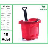 Tekerlekli Plastik Market Alışveriş El Sepeti 40 Litre Kırmızı 10 Adet