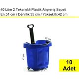 Tekerlekli Plastik Market Alışveriş El Sepeti 40 Litre Mavi 10'lu Koli