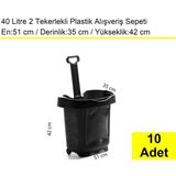 Tekerlekli Plastik Market Alışveriş El Sepeti 40 Litre Siyah 10'lu Koli