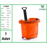 Tekerlekli Plastik Market Alışveriş El Sepeti 40 Litre Turuncu 1 Adet