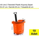 Tekerlekli Plastik Market Alışveriş El Sepeti 40 Litre Turuncu 10'lu Koli