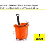 Tekerlekli Plastik Market Alışveriş El Sepeti 40 Litre Turuncu