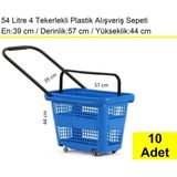 Tekerlekli Plastik Market Alışveriş El Sepeti 54 Litre Mavi 10'lu Koli