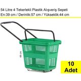Tekerlekli Plastik Market Alışveriş El Sepeti 54 Litre Yeşil 10'lu Koli