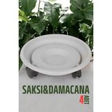 Tekerlekli Saksı Altlığı 4 Adet 37 cm Beyaz, 7430000721051 - Standart