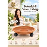 Tekerlekli Saksı Tabağı 37 cm Ağır Yük Taşıyıcı Damacana Altlığı Saksı Altı Tekerleği Tablası KAHVE 721053