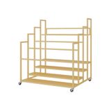 Tekerlekli Yoga Matları, Ev Depolama Rafı, Fitness Salonu ve Spor Salonu için Demir Stand, Altın, 100 x 85 x 105 cm, Sert Çözüm