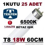 Tekfen T8 18W Eski Tip Floresan Ampul 60Cm Beyaz Işık 6500K Elp