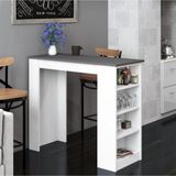Tekila Raflı Bar Yemek Mutfak Masası -Antrasit/Beyaz