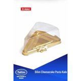 tekim temizlik ve ambalaj Dilim Pasta Chessecake Kabı 8'li Plastik Gold Tabanlı Şeffaf Kapaklı