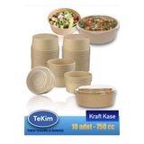 tekim temizlik ve ambalaj Kraft Karton Kapaklı Salata, Bowl, Makarna Kasesi 750 cc 10 Adet