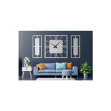 Tekin Store Gümüş Aynalı Kare 3 Lü Tablo Duvar Saati 50X50 Saatli