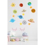 Tekin Store Sevimli Gezegenler Çocuk Odası Duvar Kağıdı Aksesuarları Süsü Duvar Sticker 70X70 Cm