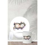 Tekir Kedi Desenli Bilek Destekli Mouse Pad Kupa Seti