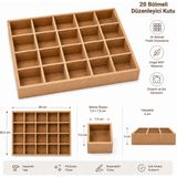 Tekir Store 20 Bölmeli Ham Mdf Saklama Kutusu Çekmece Içi Takı Saat Düzenleyici Organizer