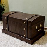 Tekir Store Ahşap Ceviz Eskitme Gold Kulplu Söz Nişan Düğün Hediye Çeyiz Sandığı 24*37 cm Saklama Kutusu