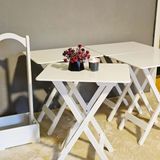 Tekir Store Çanta Sehpa Dikdörtgen Model Ahşap Mdf Dekoratif 4 Lü Zigon - beyaz