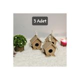 Tekir Store evinizi güzelleştirin Ahşap Boyanabilir 3 Adet Kuş Yuvası Mdf Ham Dekoratif Kuş Evi