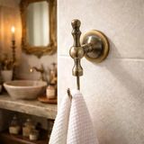 Tekli Askılık Antik Sarı Vidalı Metal Duvar Askısı Vestiyer Banyo Havlu Bornoz Askılığı