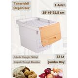 Tekli Bambu Renk Tekerlekli Patateslik Soğanlık Oyuncak Kutusu Patates Soğan Sepeti Motek 33 Lt