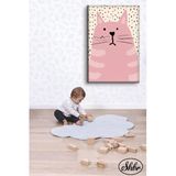 Tekli Dikey Kanvas Dekoratif Duvar Tablosu Bebek Odası Çocuk Oyun Odası Pembe Kedi-1