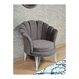 Tekli İstiridye Beyaz Boyalı Telli Ayak Çay Seti Koltuk Tekli Berjer , Balkon, Salon, Ofis Kahverengi Renk 47 X 47 Boyut/Ebat