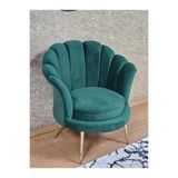 Tekli İstiridye Gold Kaplama Sivriltme Ayak Çay Seti Koltuk Tekli Berjer , Balkon, Salon, Ofis Yeşil Renk 47 X 47 Boyut/Ebat