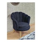 Tekli İstiridye Gold Kaplama Telli Ayak Çay Seti Koltuk Tekli Berjer , Balkon, Salon, Ofis Siyah Renk 47 X 47 Boyut/Ebat