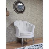 Tekli İstiridye Krom Kaplama Telli Ayak Çay Seti Koltuk Tekli Berjer , Balkon, Salon, Ofis Krem Renk 47 X 47 Boyut/Ebat