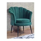 Tekli İstiridye Siyah Boyalı Sivriltme Ayak Çay Seti Koltuk Tekli Berjer , Balkon, Salon, Ofis Yeşil Renk 47 X 47 Boyut/Ebat