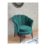 Tekli İstiridye Siyah Boyalı Telli Ayak Çay Seti Koltuk Tekli Berjer , Balkon, Salon, Ofis Yeşil Renk 47 X 47 Boyut/Ebat