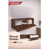 Tekli Kapaklı Duvar Dolabı 60 cm | Modern Ahşap Banyo & Mutfak Duvar Rafı | Kapaklı Organizer Dolap NWL-DWR-60-TK-SR