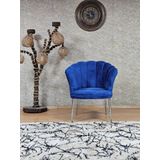 Tekli Krom Kaplama Tel Ayak Papatya Çay Seti Koltuk Tekli Berjer , Balkon, Salon, Ofis, Cafe Koltuk Mavi Renk Tek Ebat Beden