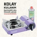 Tekli Mini Portatif Kamp ve Karavan Ocağı Gaz Stop Emniyetli - Renkli