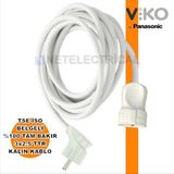 Tekli Seyyar Uzatma Kablosu - 19 Metre 3x2.5 Ttr Kalın Beyaz Kablo | Yan Erkek Fiş